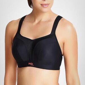 Panache 5021 Underwire Padded Sports Bra |Black,36FF|